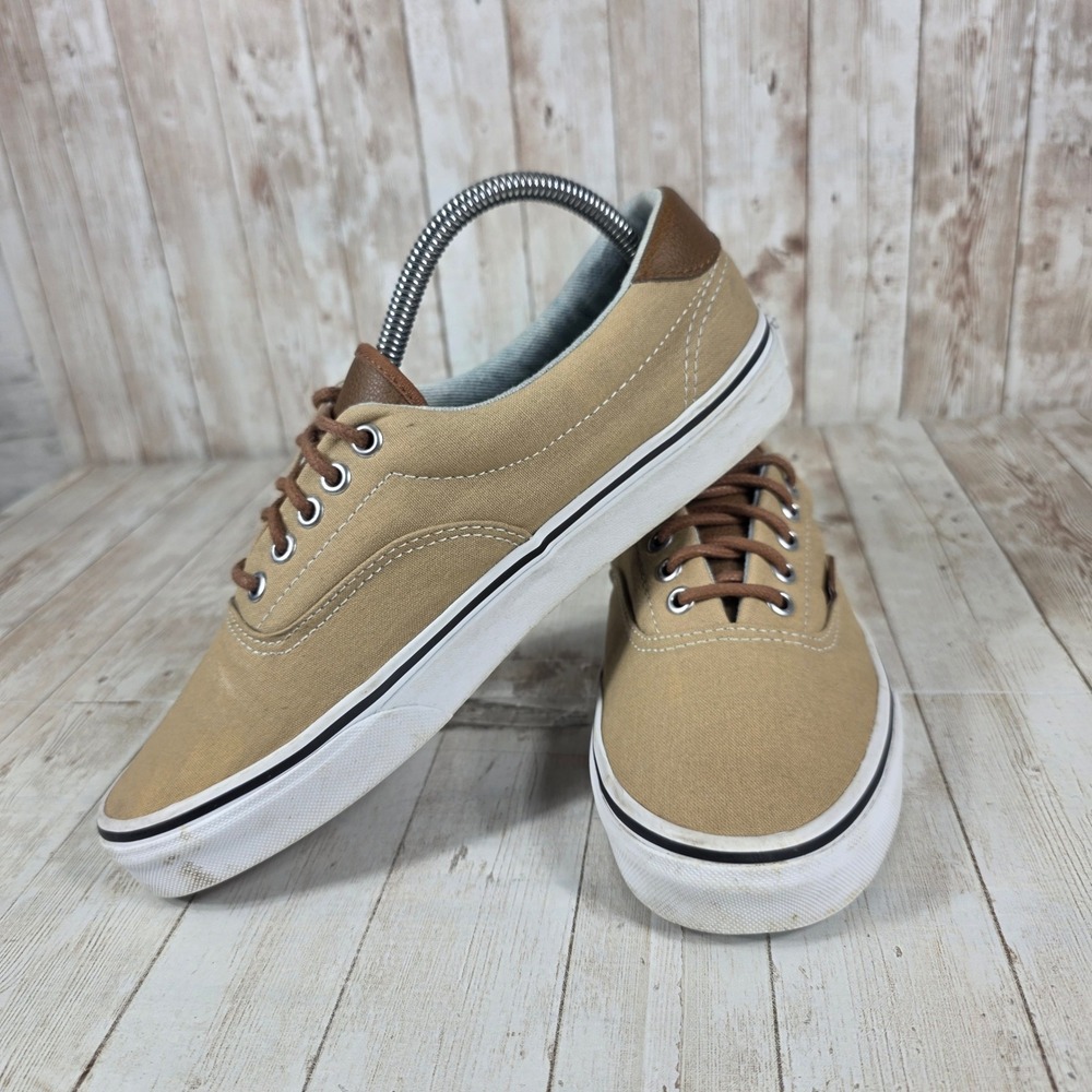 Vans Era Tan Canvas‎ Brown Leather Trim Lace Up Sneakers Women 10 - Picture 5 of 8